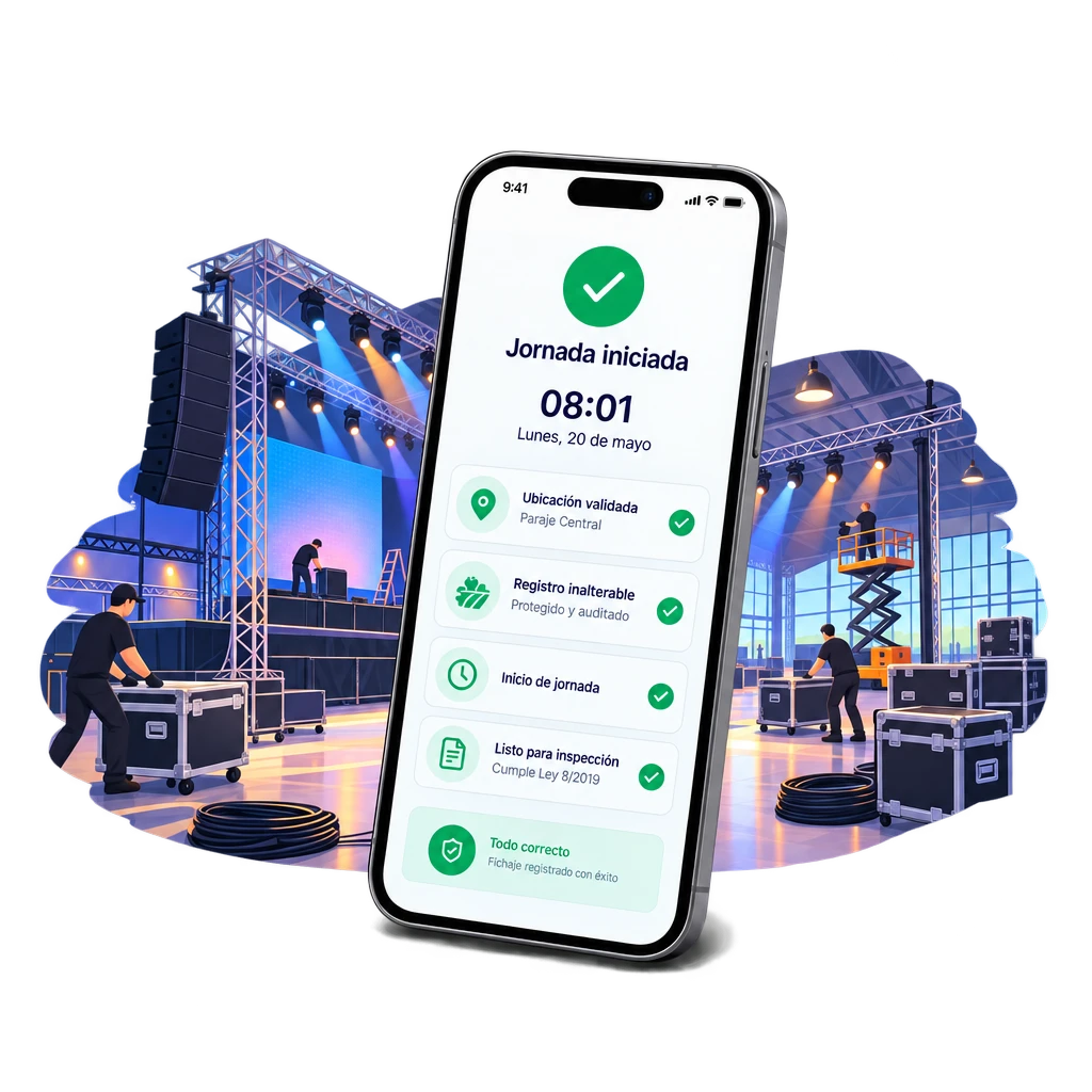 Fichaje geolocalizado en eventos y montajes | Geornada