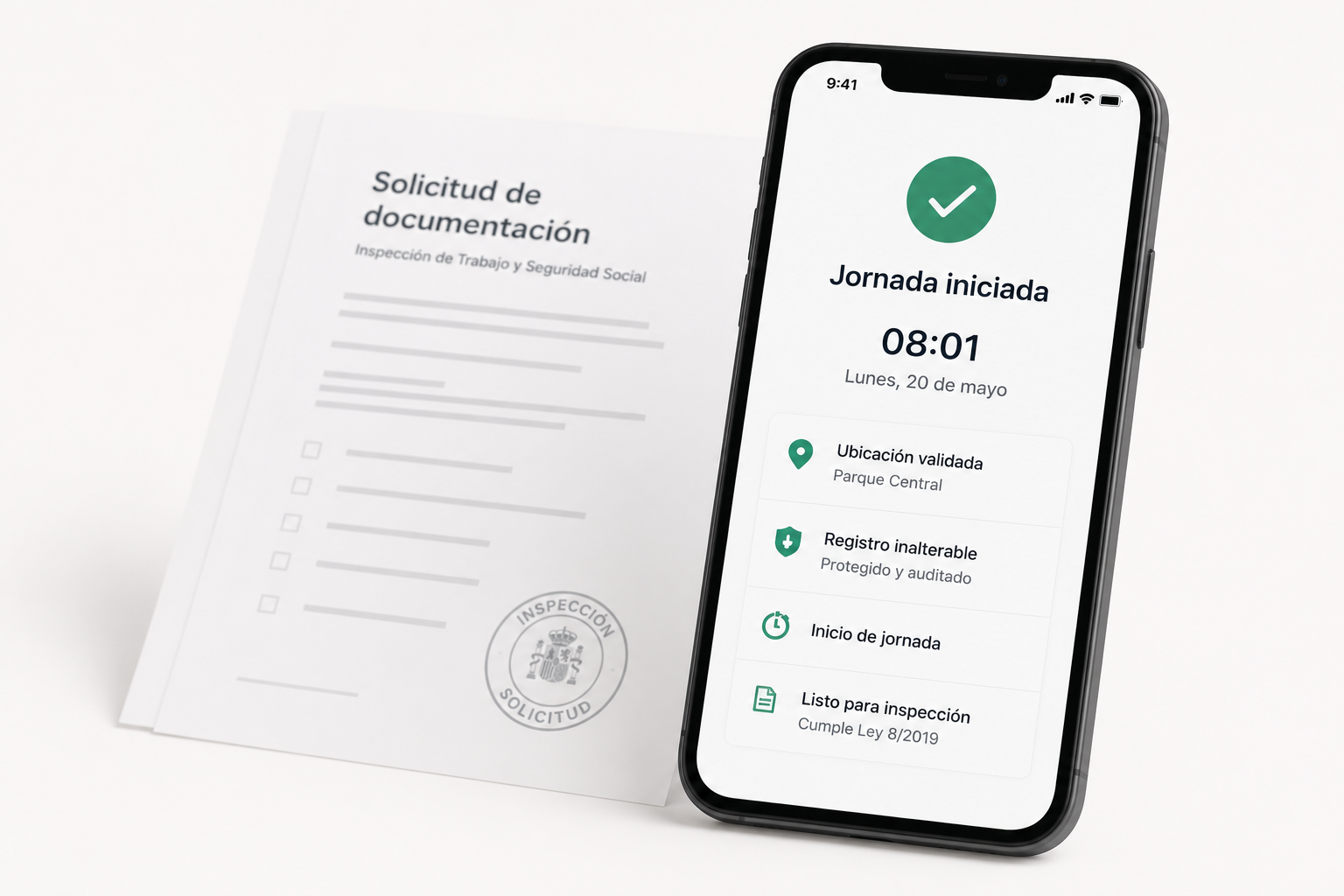 Registro de jornada en móvil